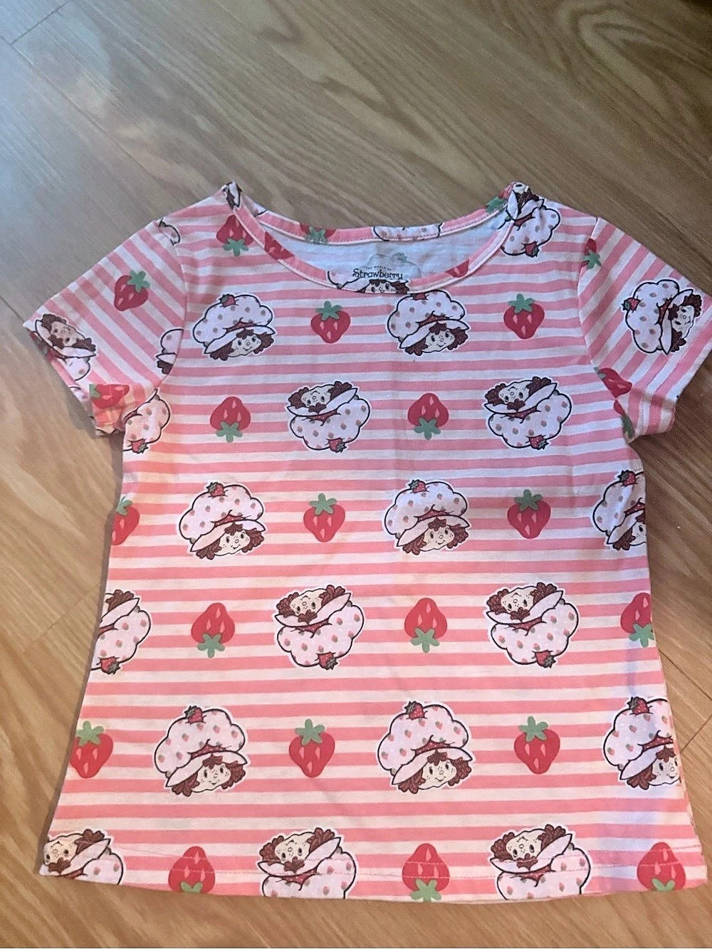Strawberry Shortcake Pink Stripe Character Graphic Tee Girls 5/6